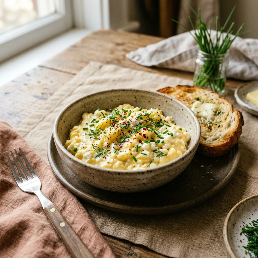 Cottage Cheese Scrambled Eggs High Protein Recipe