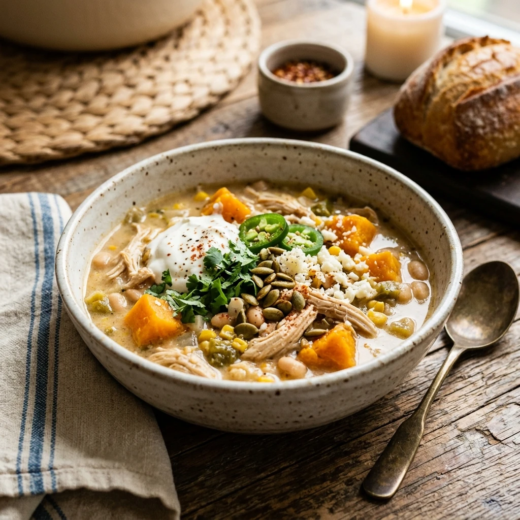 Cozy White Chicken Chili With Pumpkin