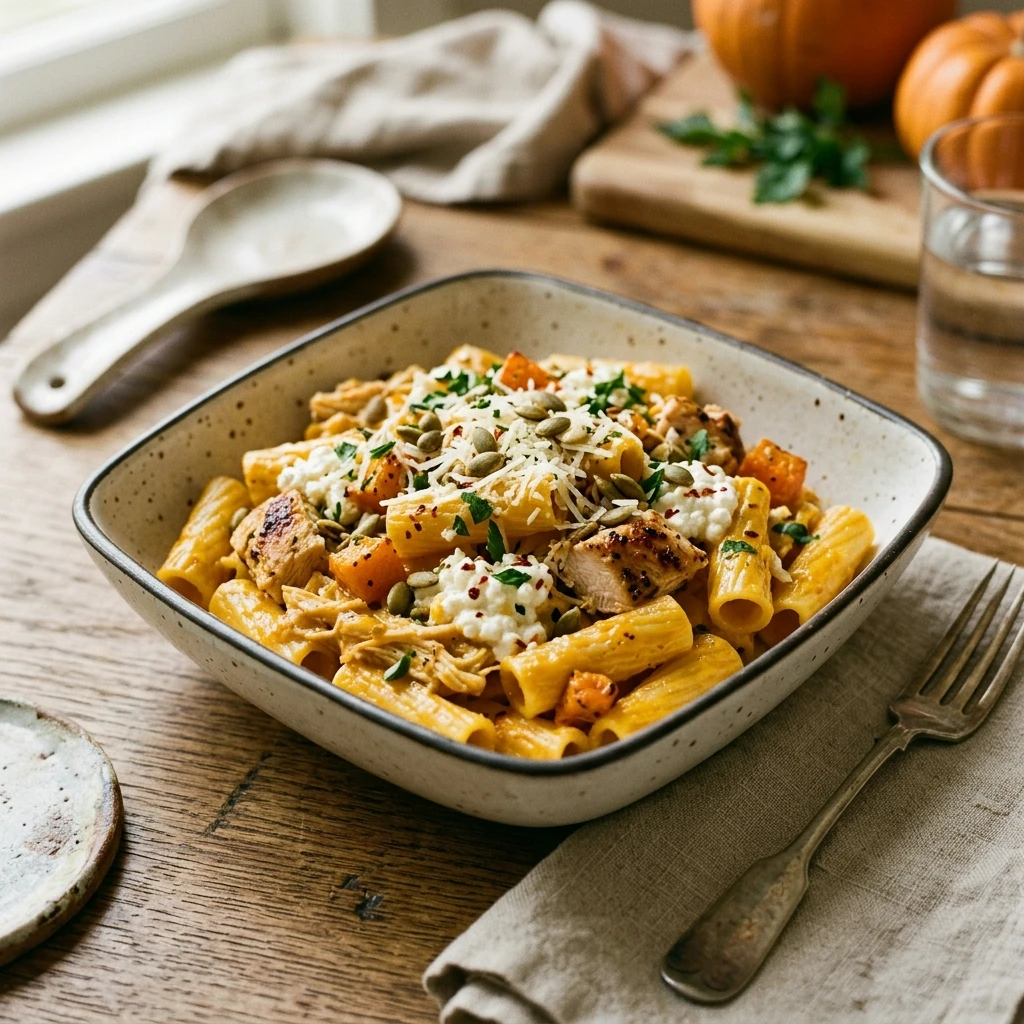 Creamy Pumpkin Chicken And Cottage Cheese Pasta Recipe