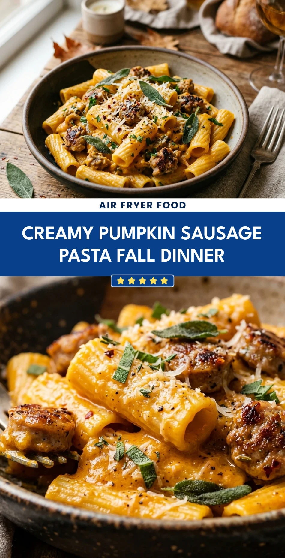 Creamy Pumpkin Sausage Pasta Fall Dinner