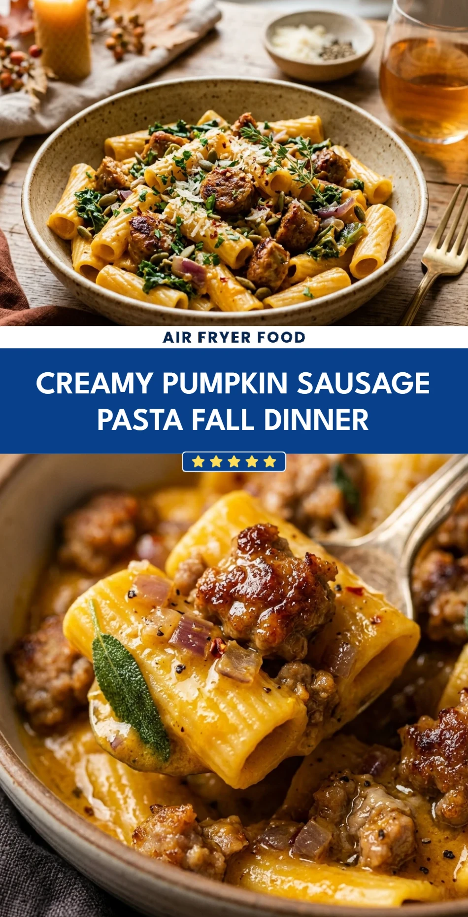 Creamy Pumpkin Sausage Pasta Fall Dinner
