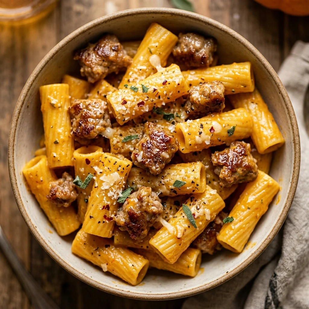 Creamy Pumpkin Sausage Pasta Fall Dinner