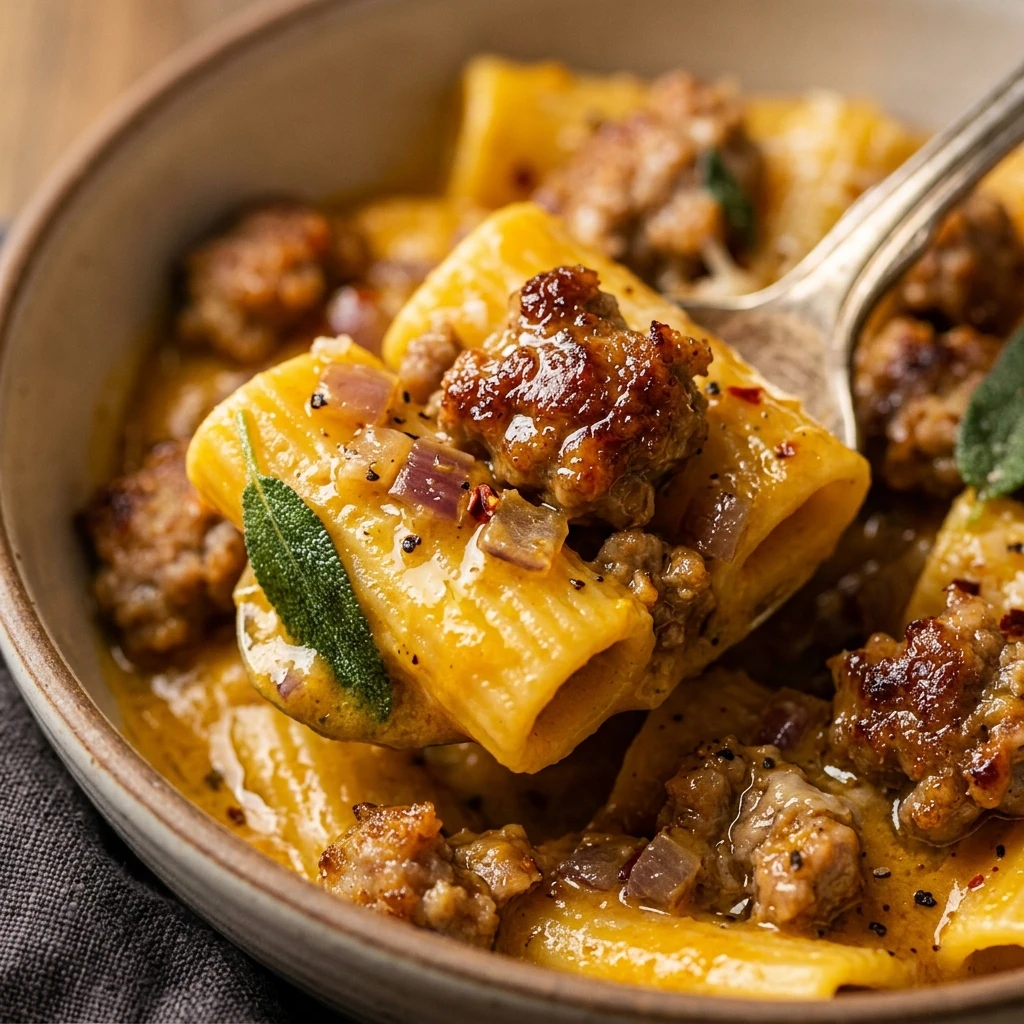 Creamy Pumpkin Sausage Pasta Fall Dinner
