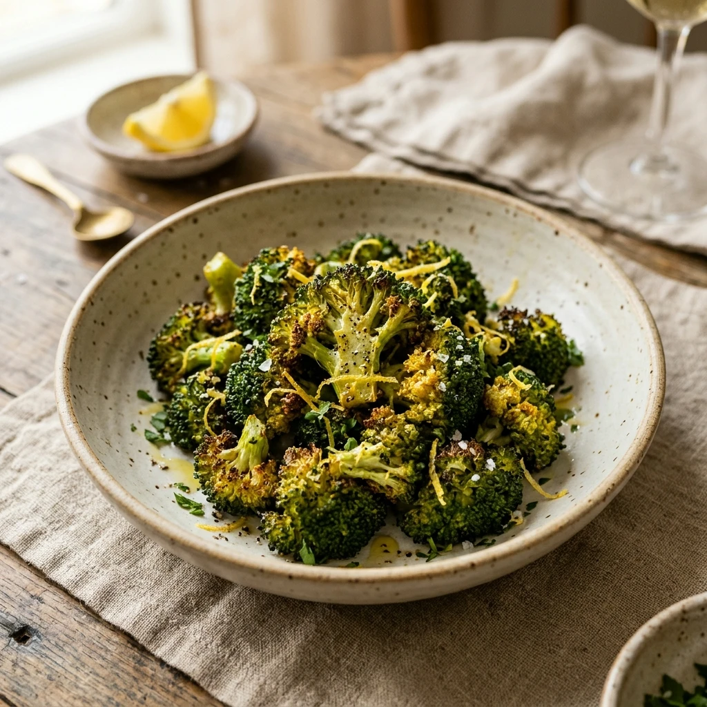 Crispy Air Fryer Broccoli Florets with Lemon Zest