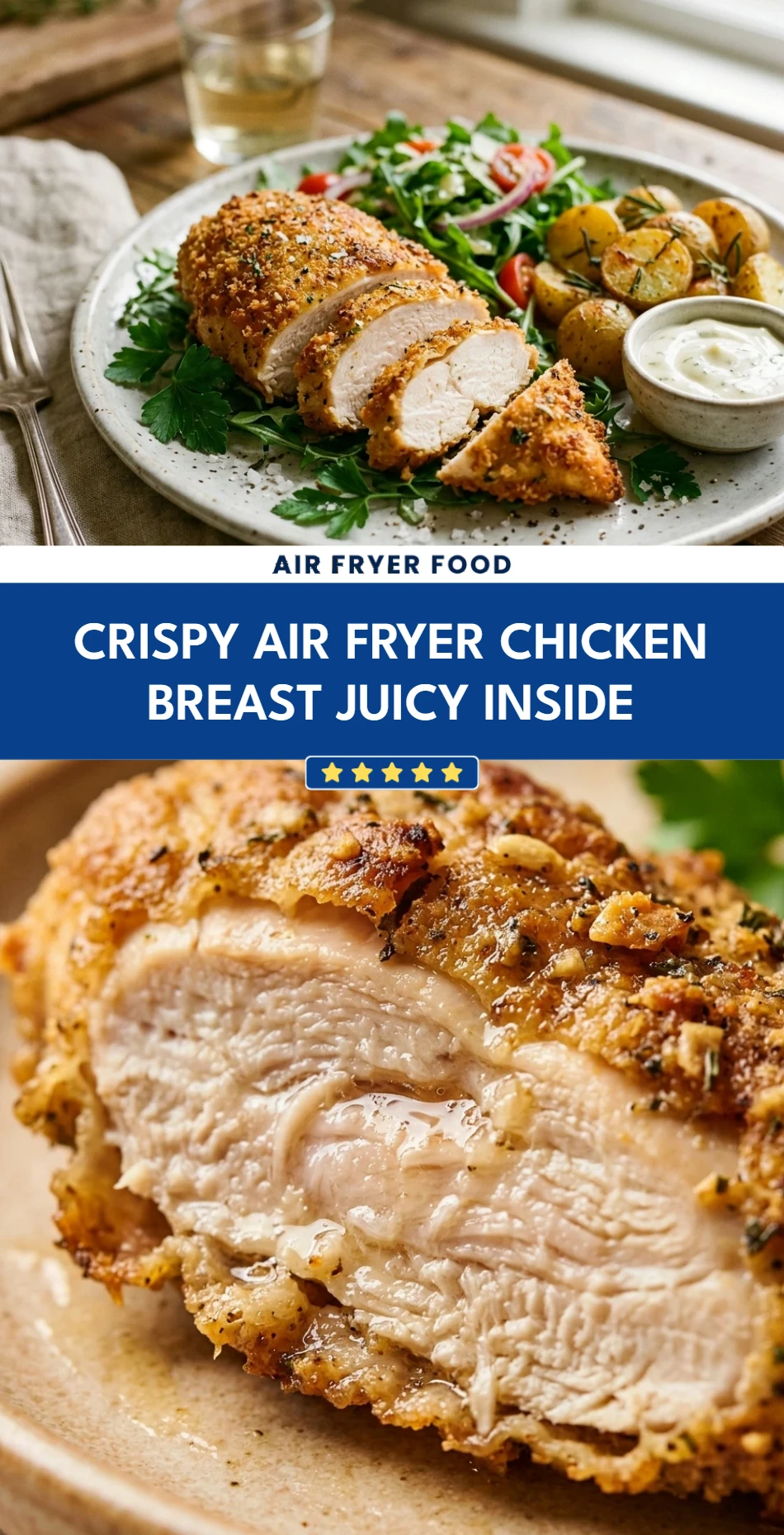 Crispy Air Fryer Chicken Breast Juicy Inside
