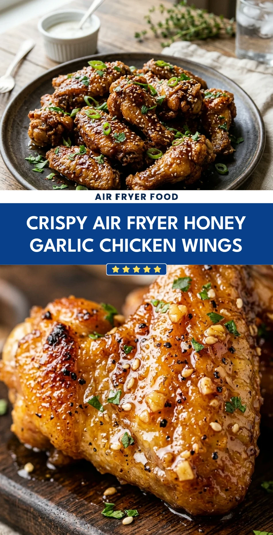 Crispy Air Fryer Honey Garlic Chicken Wings