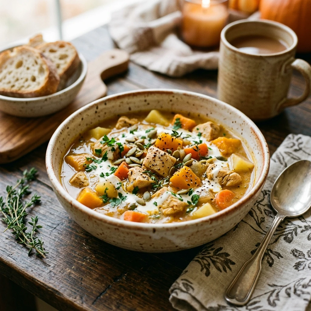 Crockpot Pumpkin Chicken Stew Cozy Dinner