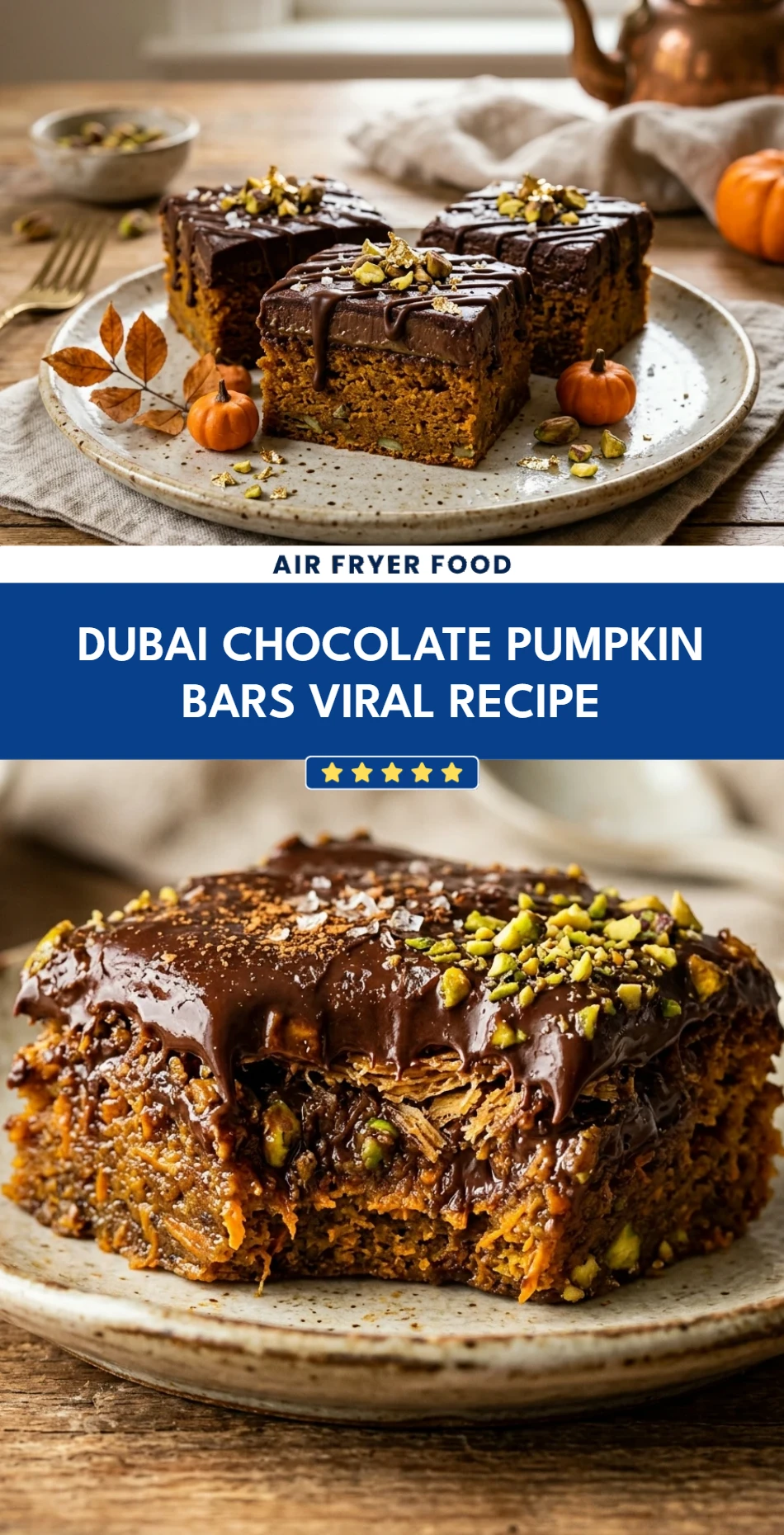 Dubai Chocolate Pumpkin Bars Viral Recipe