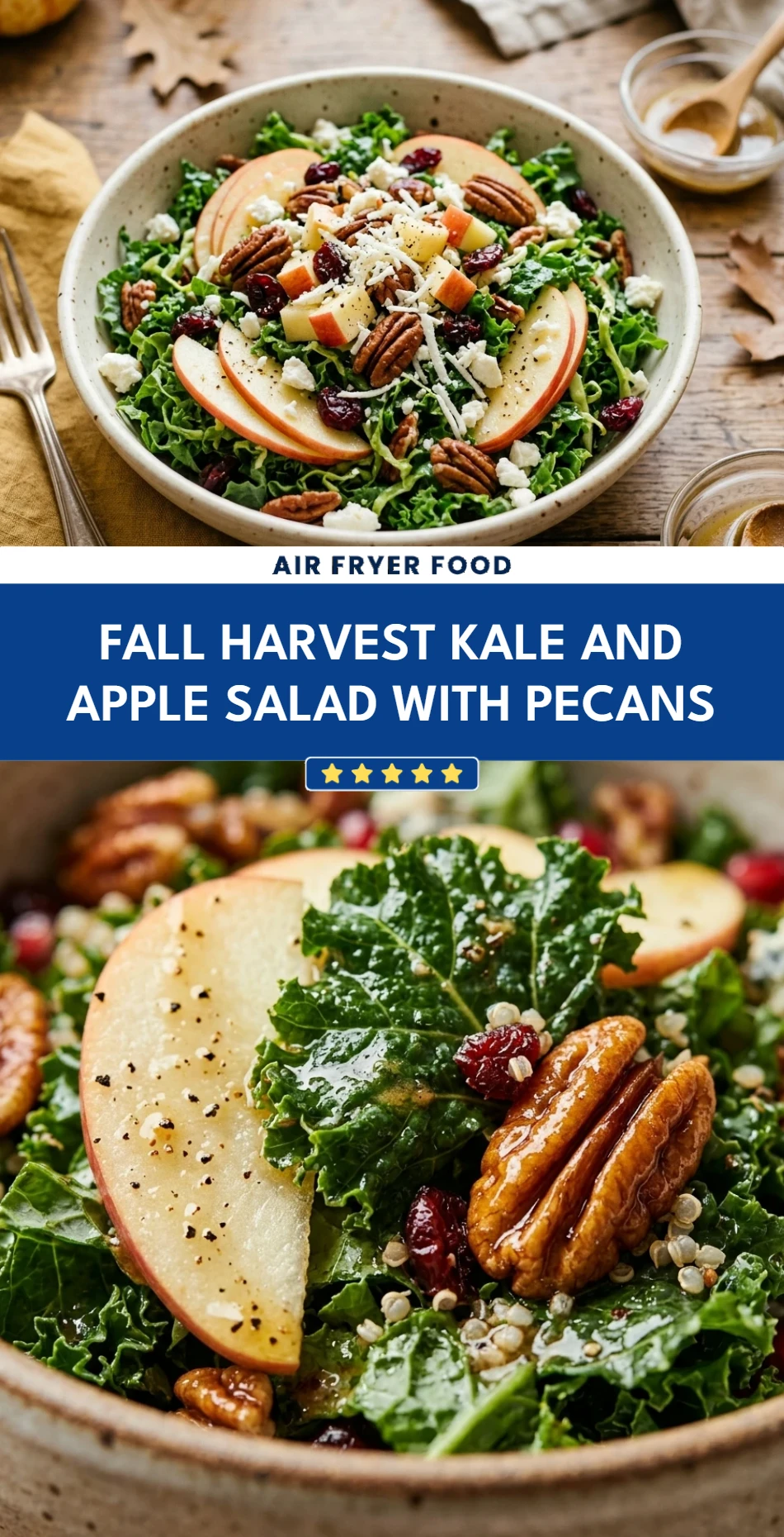 Fall Harvest Kale And Apple Salad With Pecans