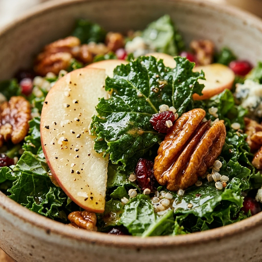Fall Harvest Kale And Apple Salad With Pecans