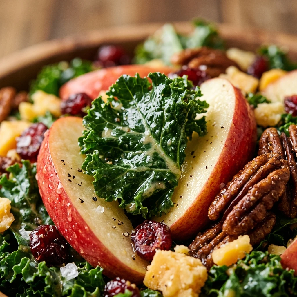 Fall Harvest Kale And Apple Salad With Pecans