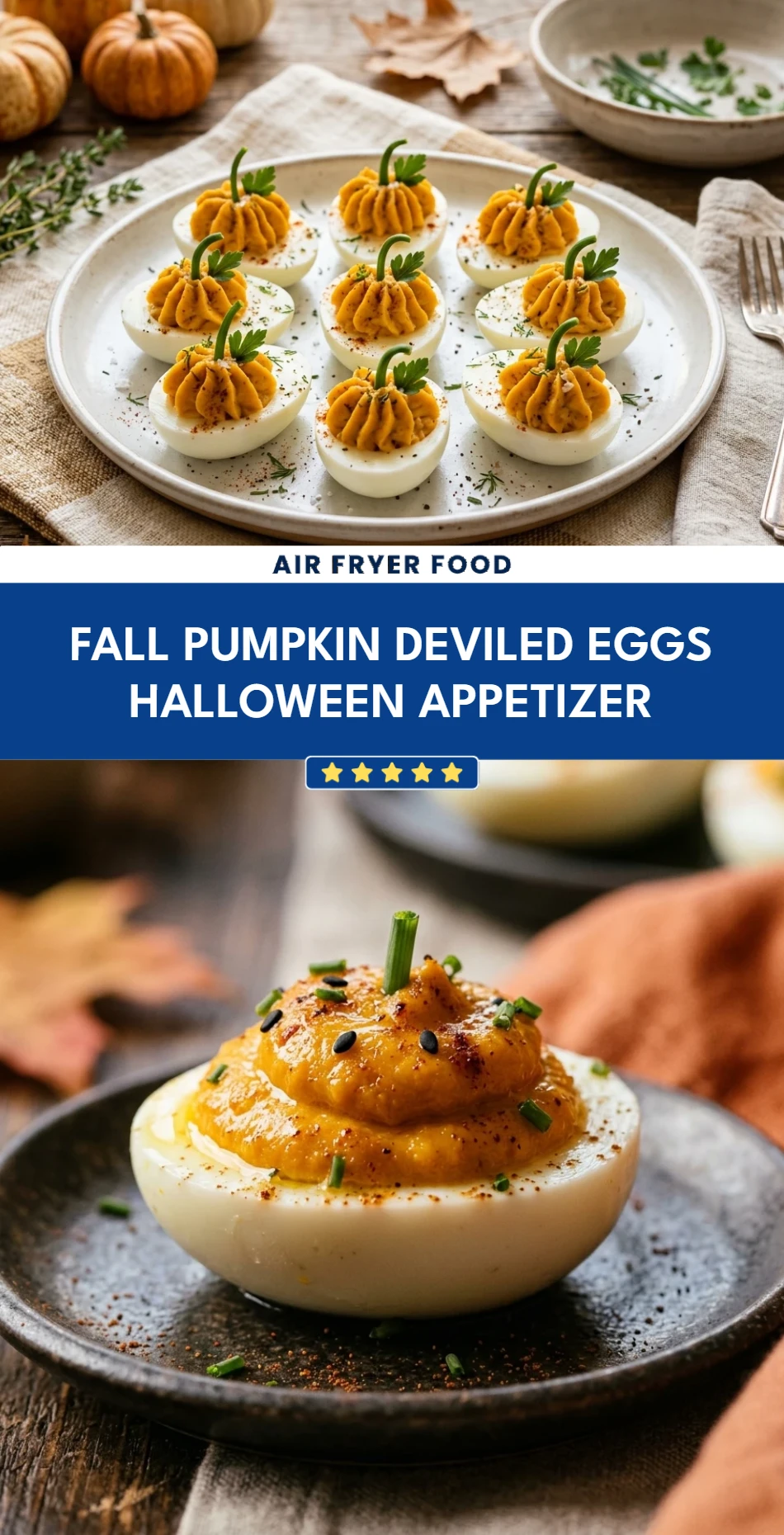 Fall Pumpkin Deviled Eggs Halloween Appetizer