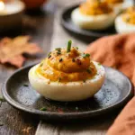 Fall Pumpkin Deviled Eggs Halloween Appetizer