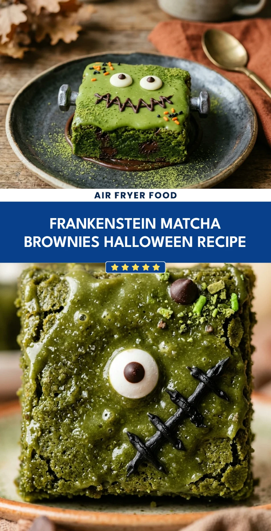 Frankenstein Matcha Brownies Halloween Recipe