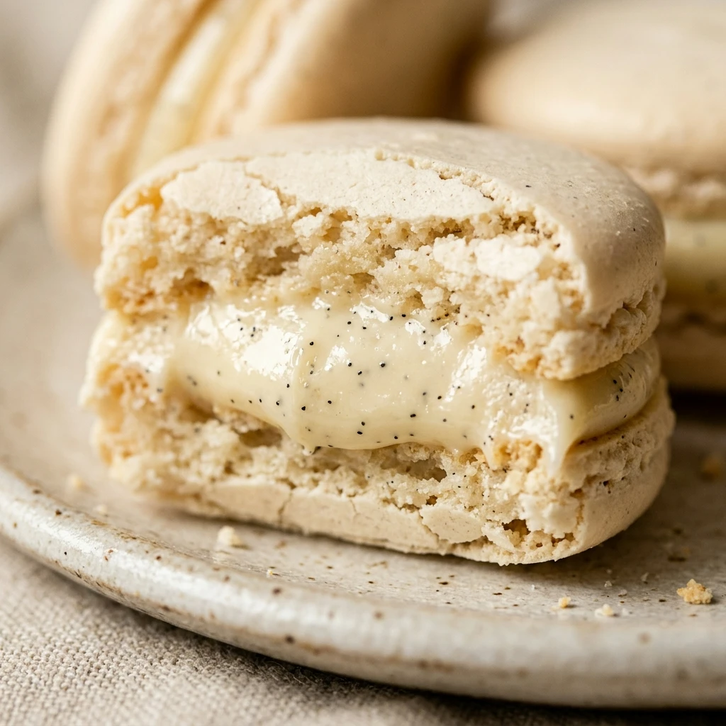 French Macarons with Vanilla Bean Ganache Filling