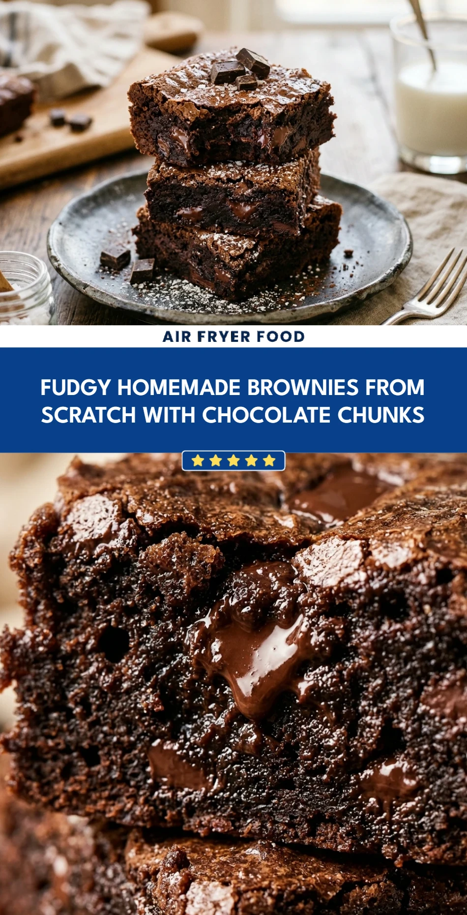 Fudgy Homemade Brownies from Scratch with Chocolate Chunks