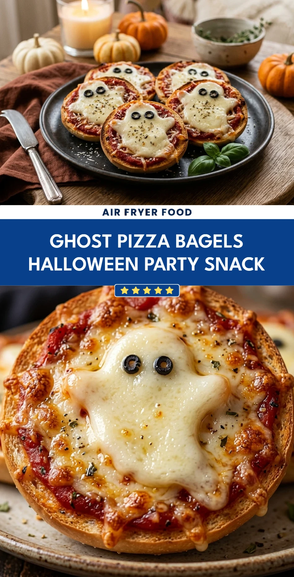 Ghost Pizza Bagels Halloween Party Snack