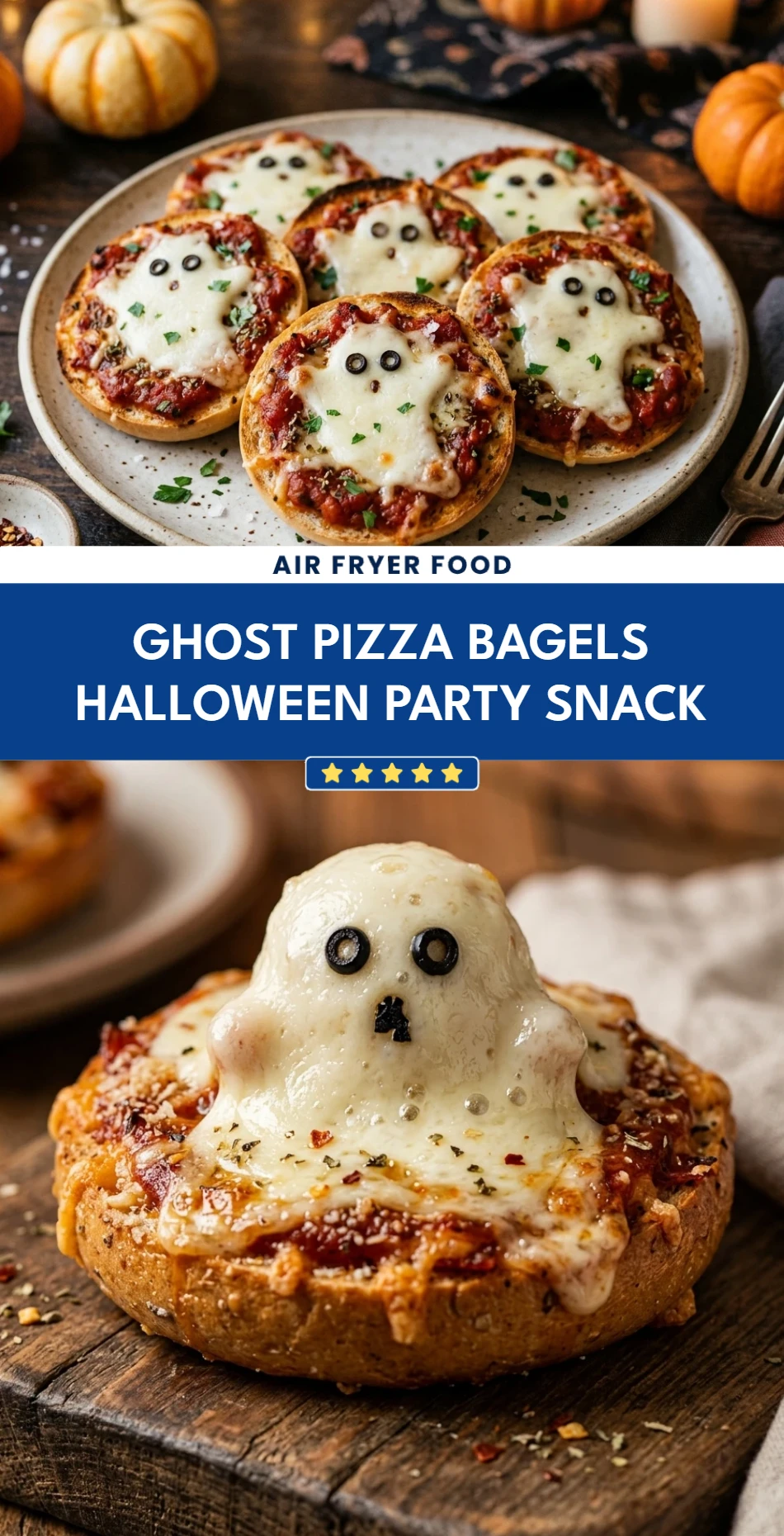 Ghost Pizza Bagels Halloween Party Snack