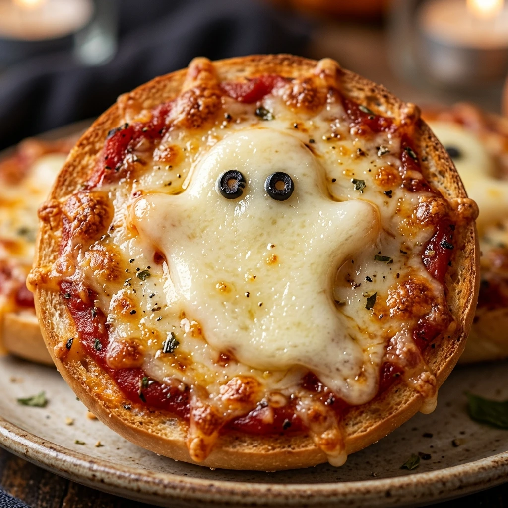 Ghost Pizza Bagels Halloween Party Snack