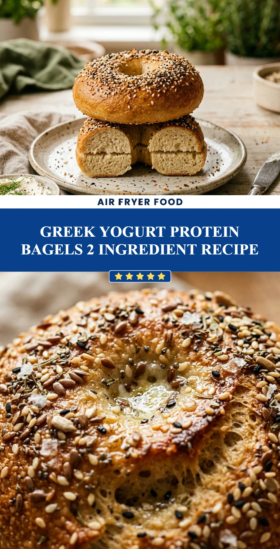 Greek Yogurt Protein Bagels 2 Ingredient Recipe
