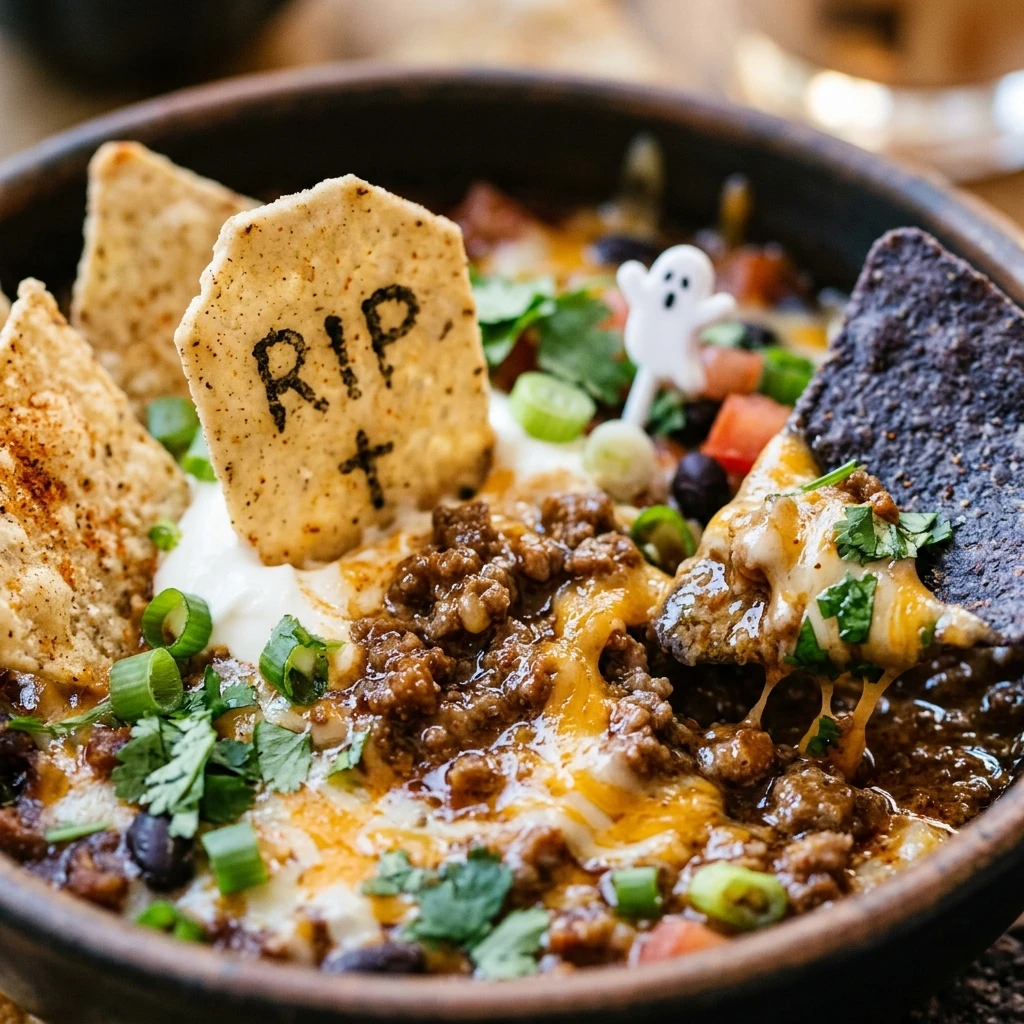 Halloween Graveyard Taco Dip Party Snack