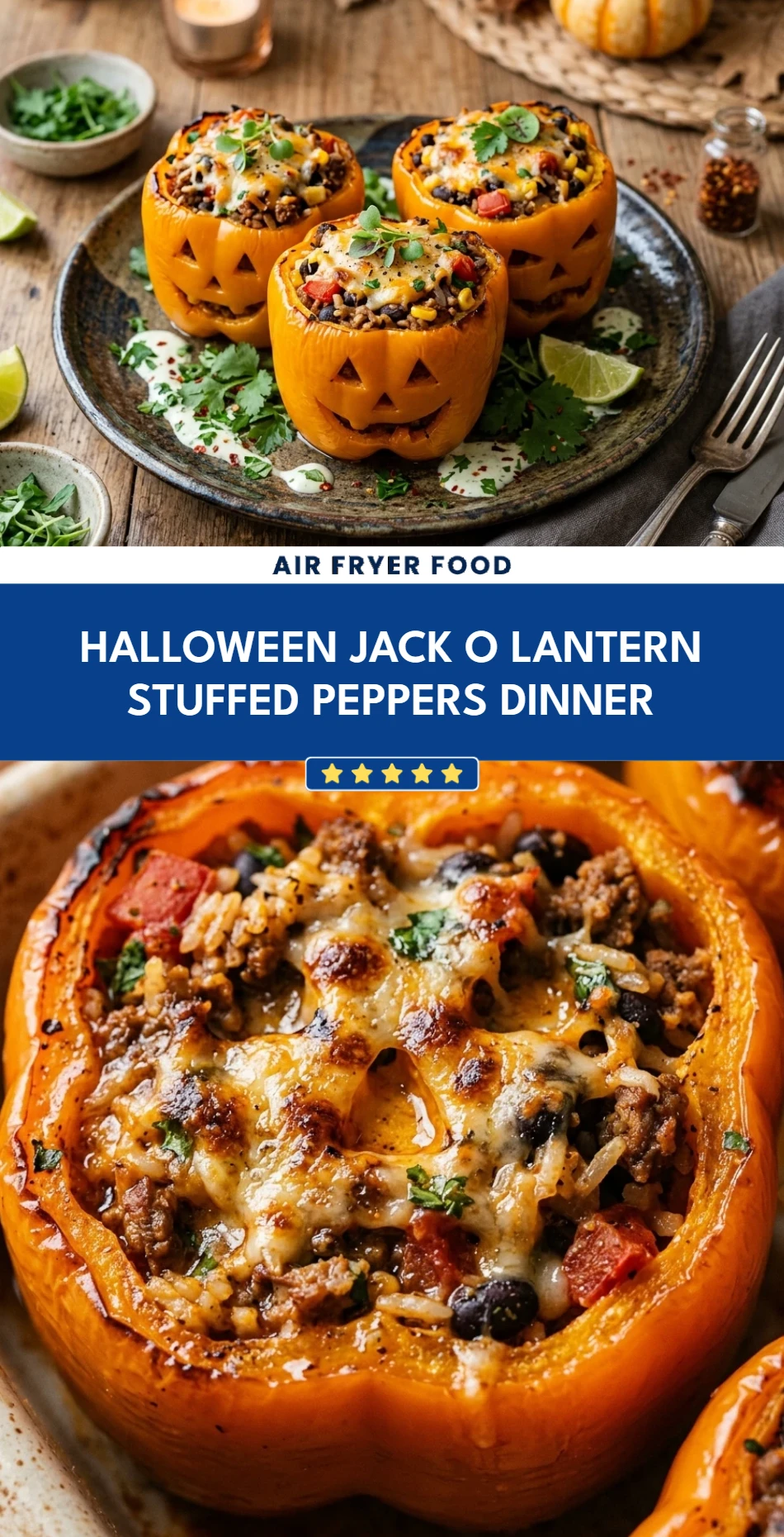 Halloween Jack O Lantern Stuffed Peppers Dinner