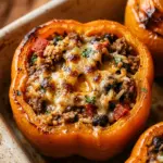 Halloween Jack O Lantern Stuffed Peppers Dinner