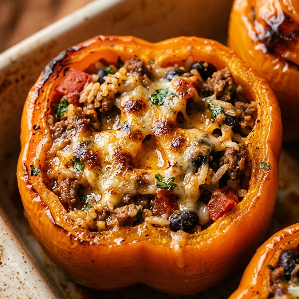 Halloween Jack O Lantern Stuffed Peppers Dinner