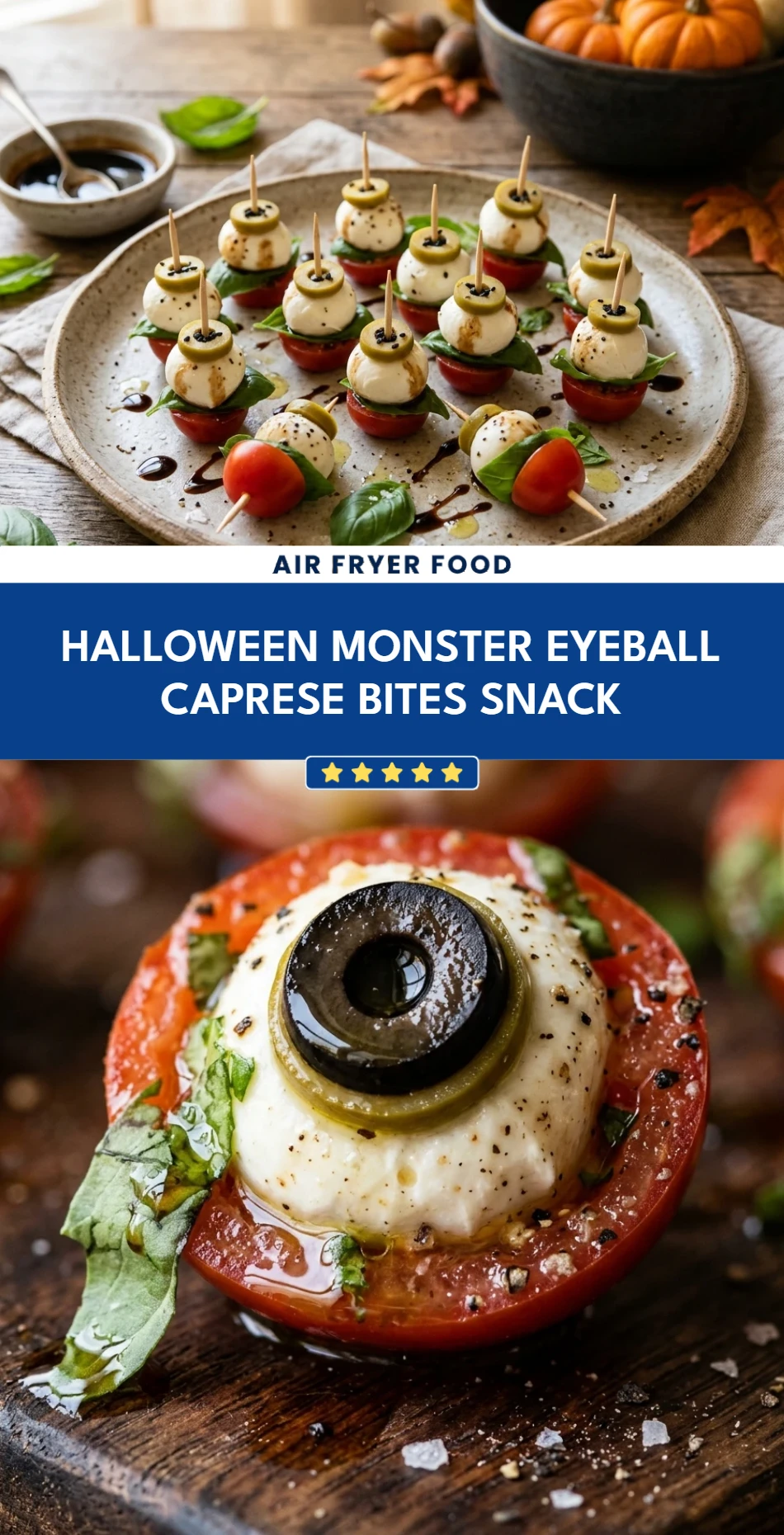 Halloween Monster Eyeball Caprese Bites Snack