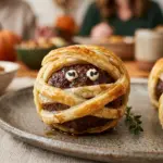 Halloween Mummy Meatballs Potluck Appetizer