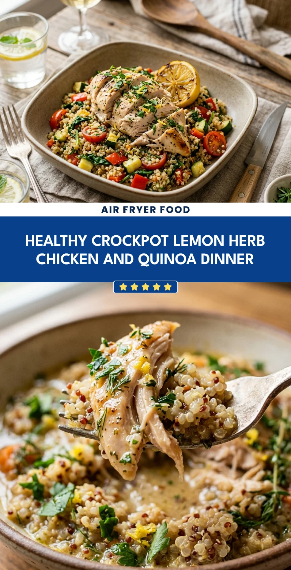 Healthy Crockpot Lemon Herb Chicken And Quinoa Dinner