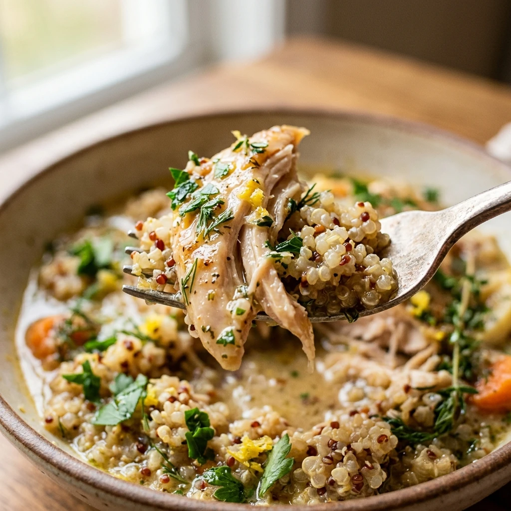 Healthy Crockpot Lemon Herb Chicken And Quinoa Dinner