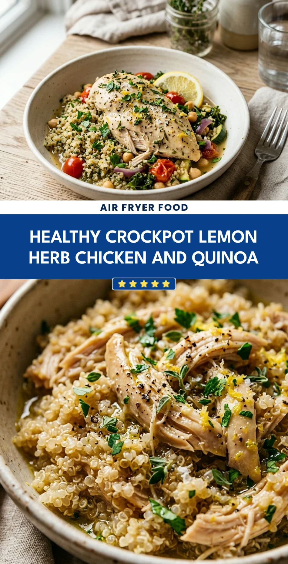 Healthy Crockpot Lemon Herb Chicken And Quinoa