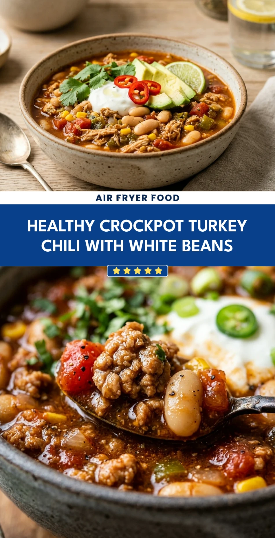 Healthy Crockpot Turkey Chili With White Beans