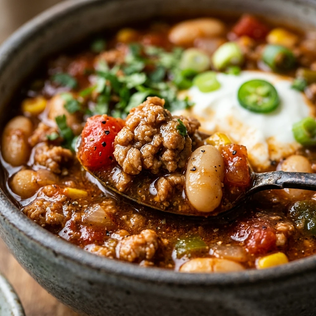 Healthy Crockpot Turkey Chili With White Beans