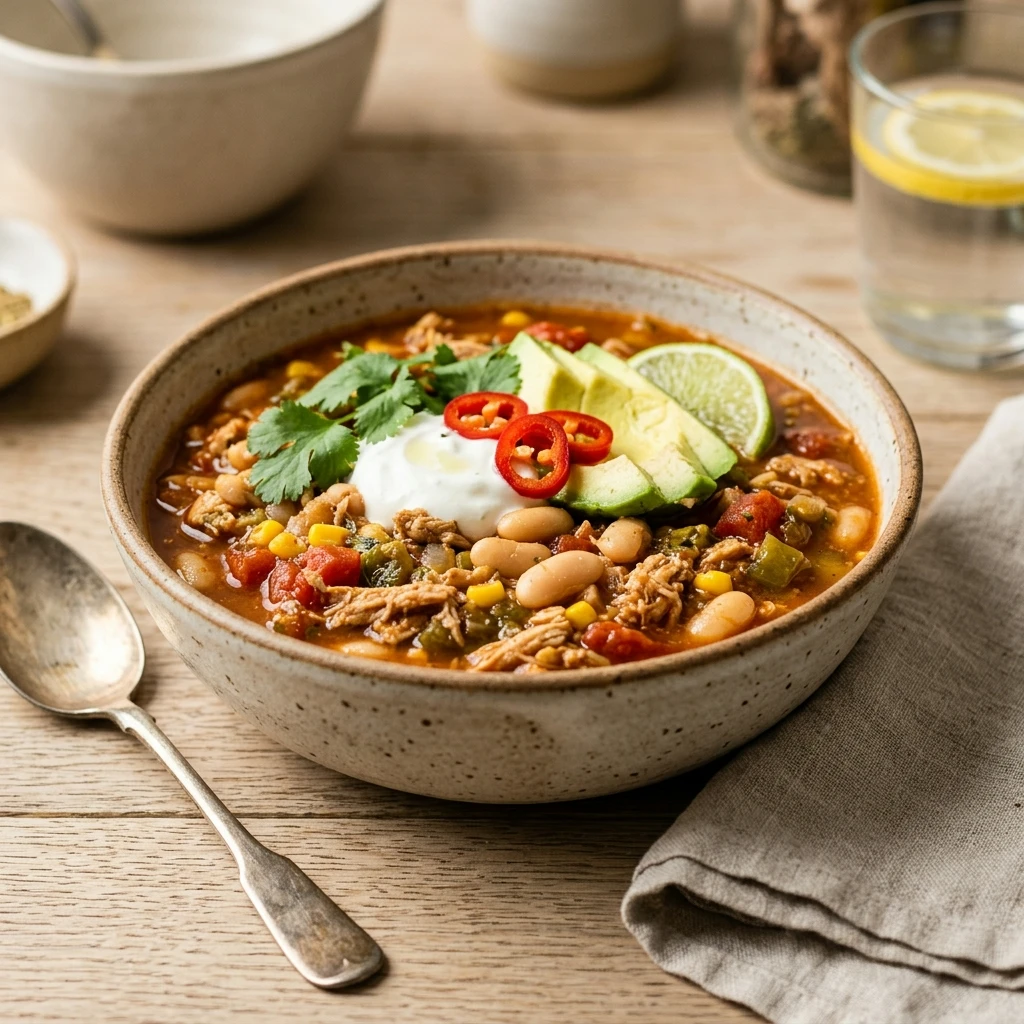 Healthy Crockpot Turkey Chili With White Beans