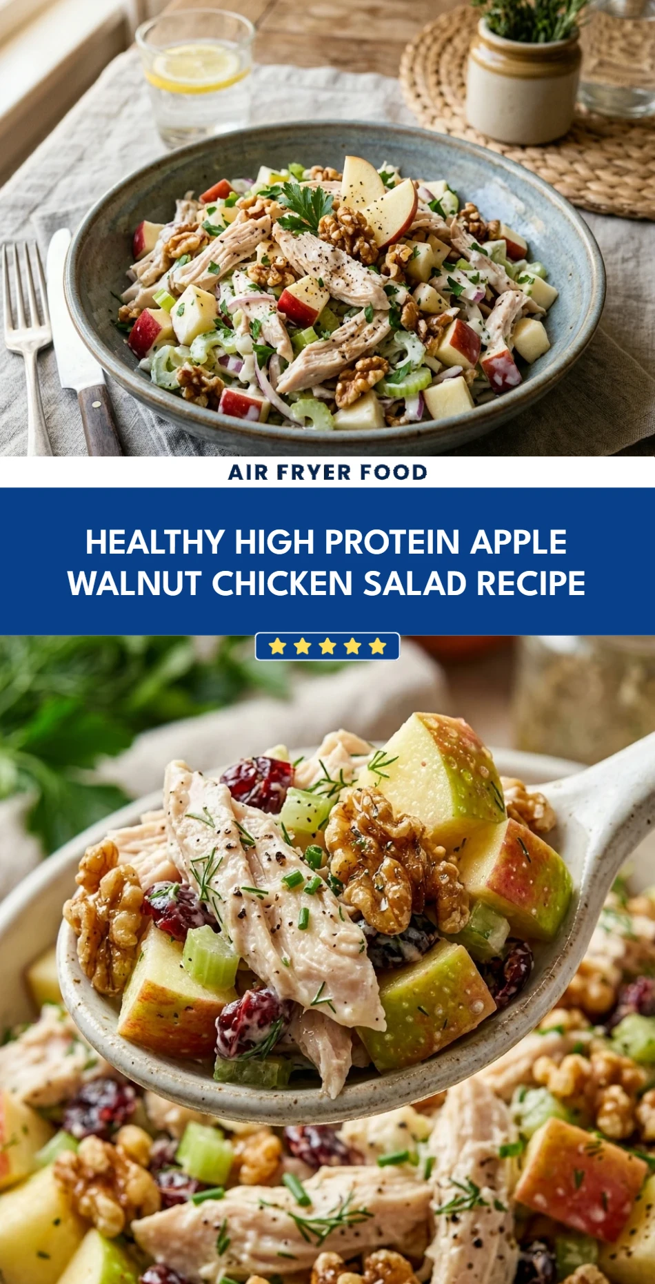 Healthy High Protein Apple Walnut Chicken Salad Recipe