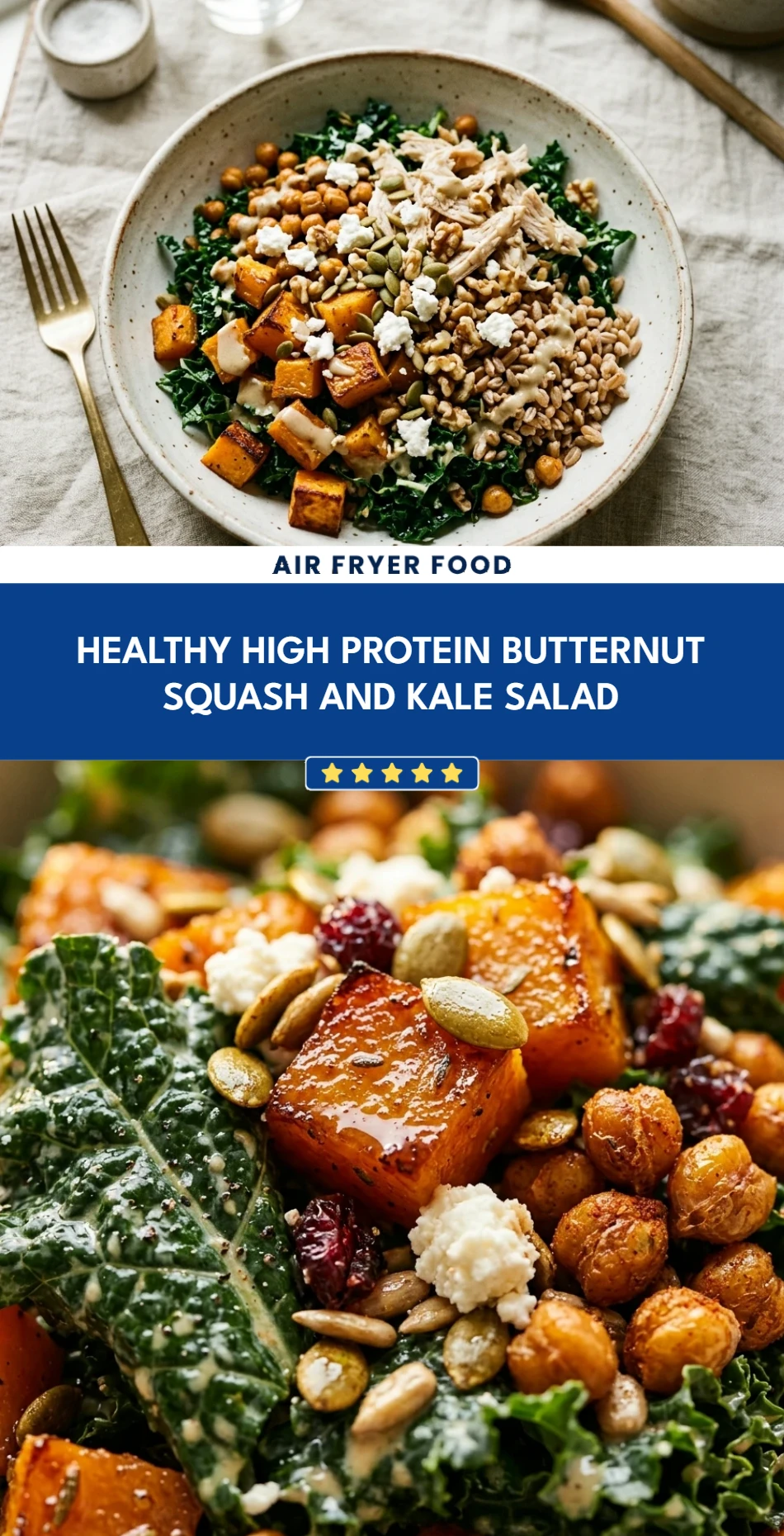 Healthy High Protein Butternut Squash And Kale Salad