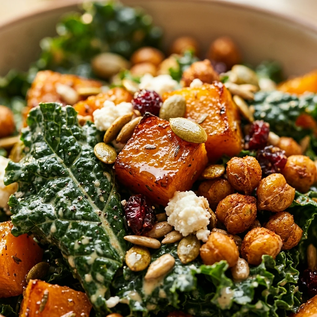 Healthy High Protein Butternut Squash And Kale Salad