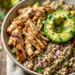 Healthy High Protein Chicken And Avocado Quinoa Bowls