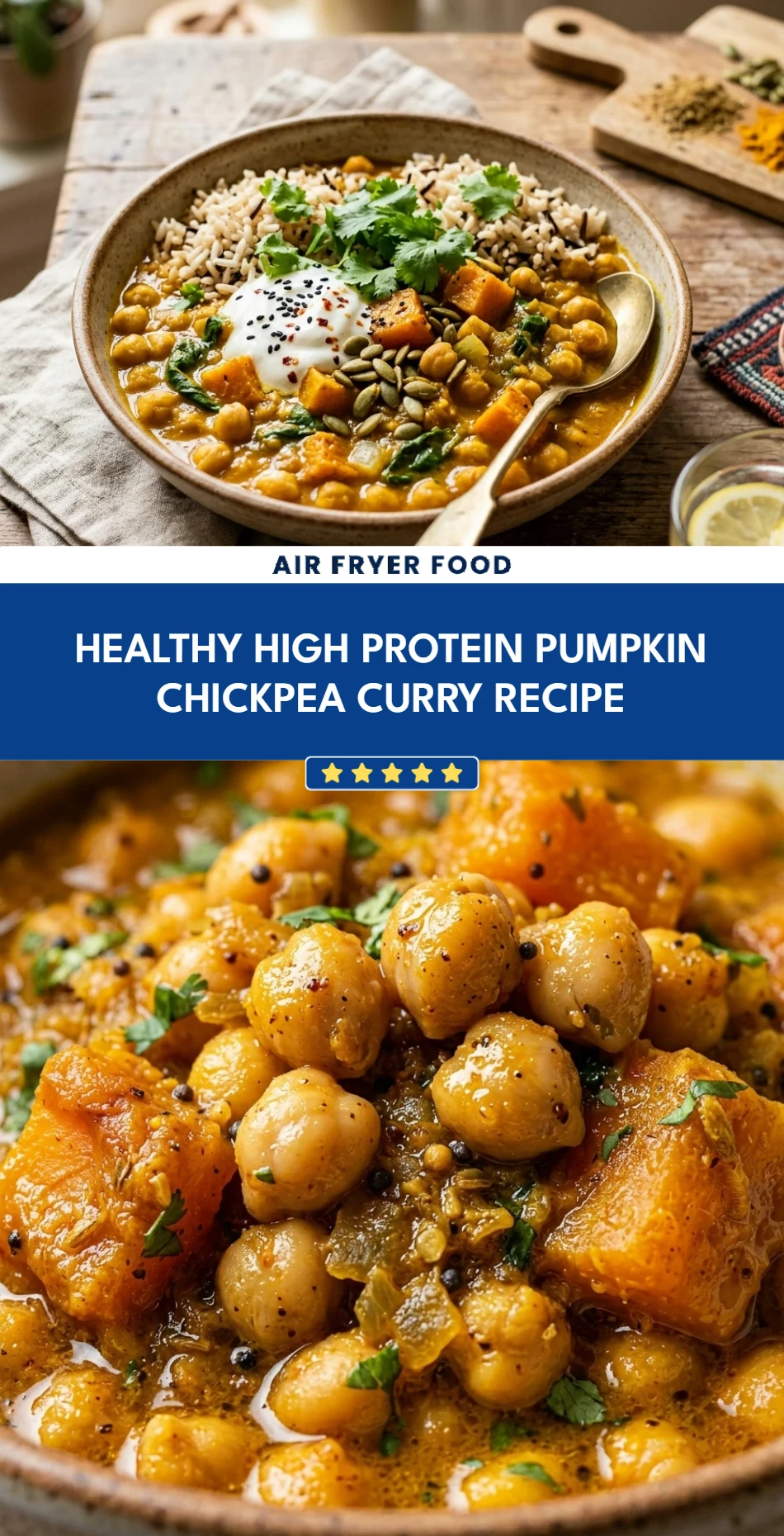 Healthy High Protein Pumpkin Chickpea Curry Recipe