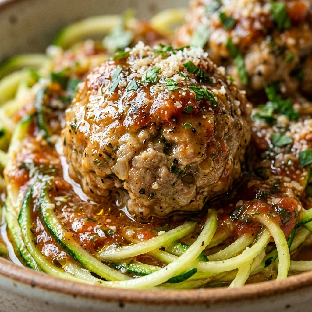Healthy High Protein Zucchini Noodles With Turkey Meatballs