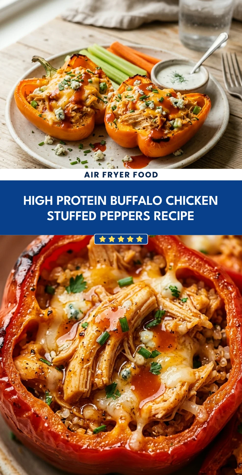 High Protein Buffalo Chicken Stuffed Peppers Recipe