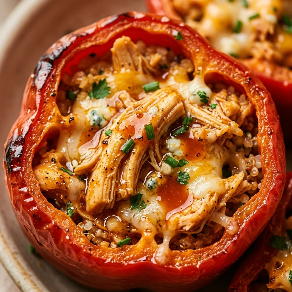 High Protein Buffalo Chicken Stuffed Peppers Recipe