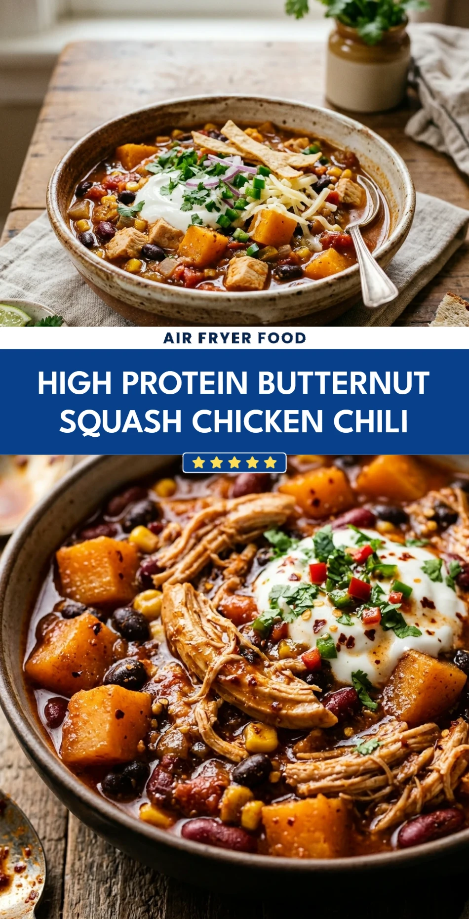High Protein Butternut Squash Chicken Chili
