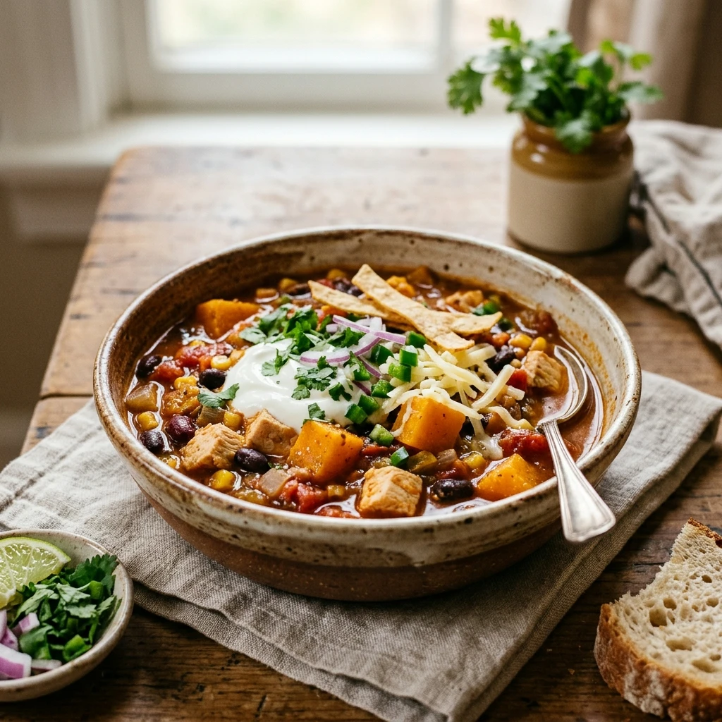 High Protein Butternut Squash Chicken Chili