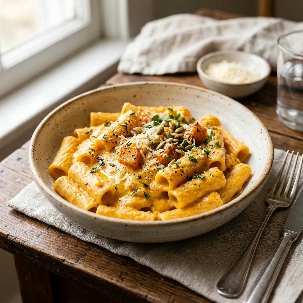 High Protein Butternut Squash Cottage Cheese Pasta