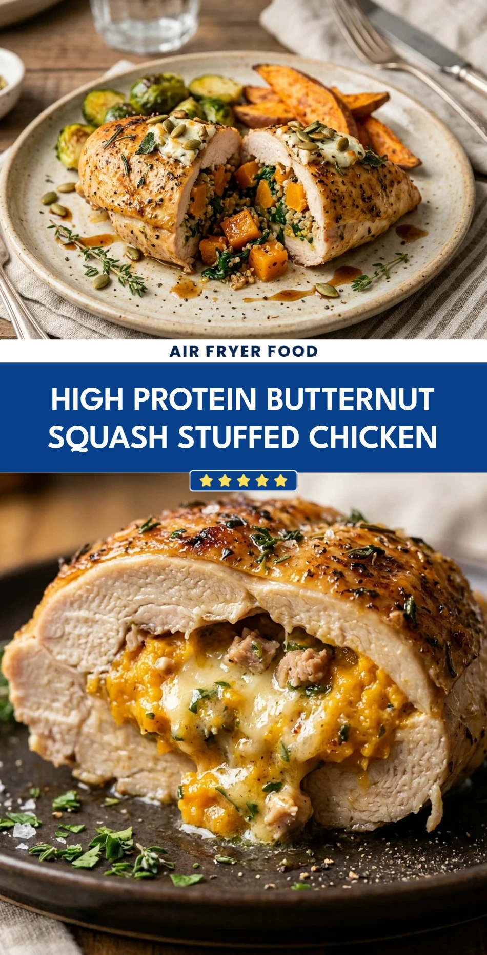 High Protein Butternut Squash Stuffed Chicken