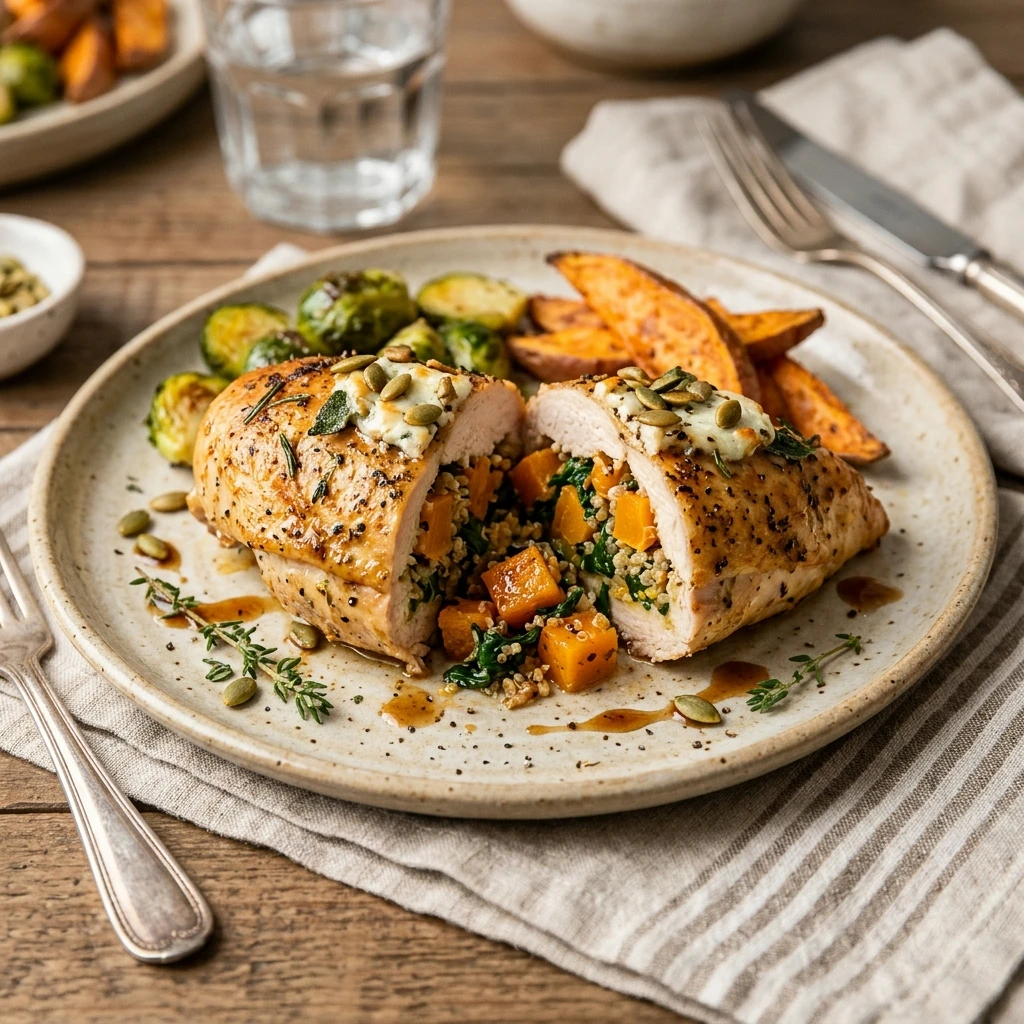 High Protein Butternut Squash Stuffed Chicken