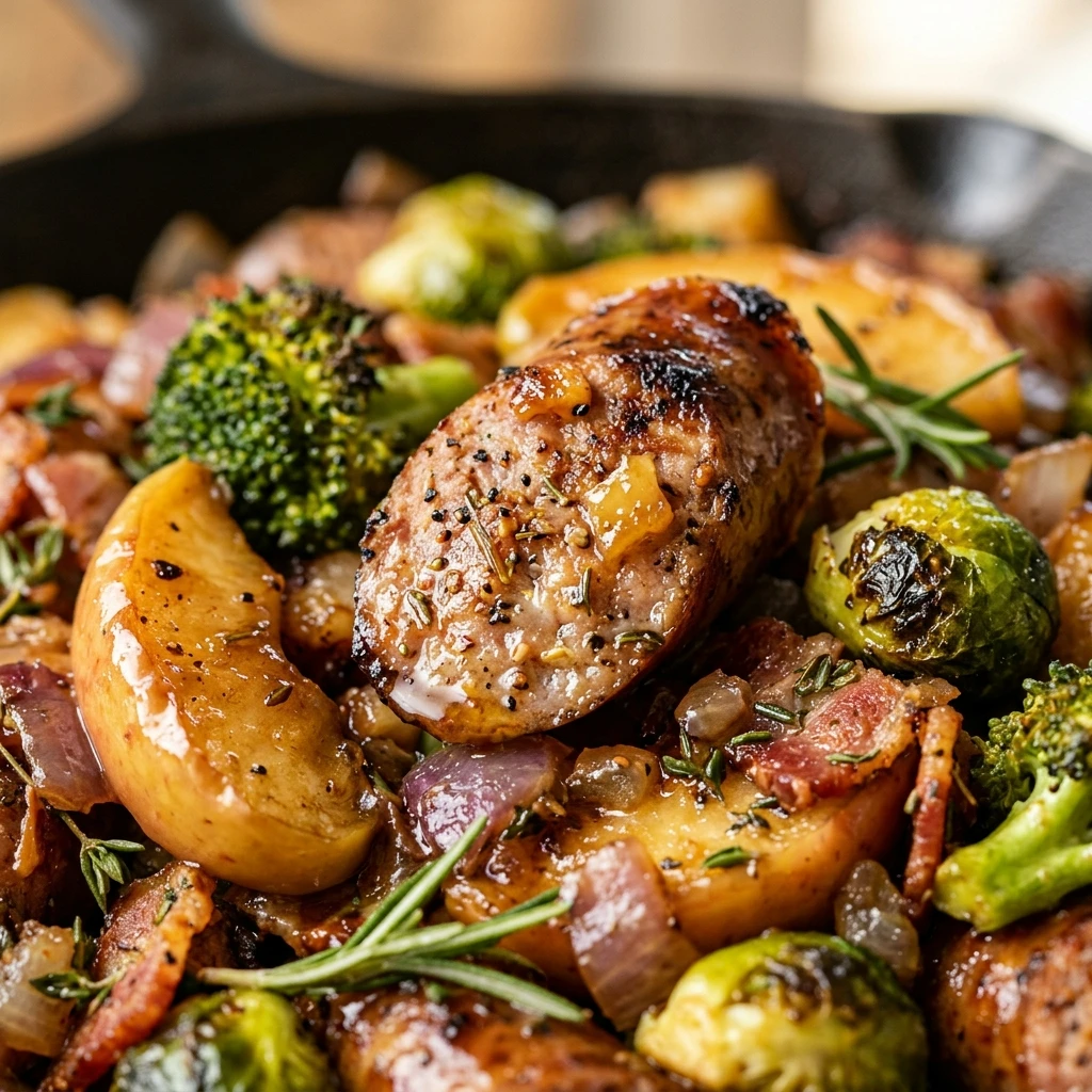 High Protein Chicken And Apple Sausage Skillet